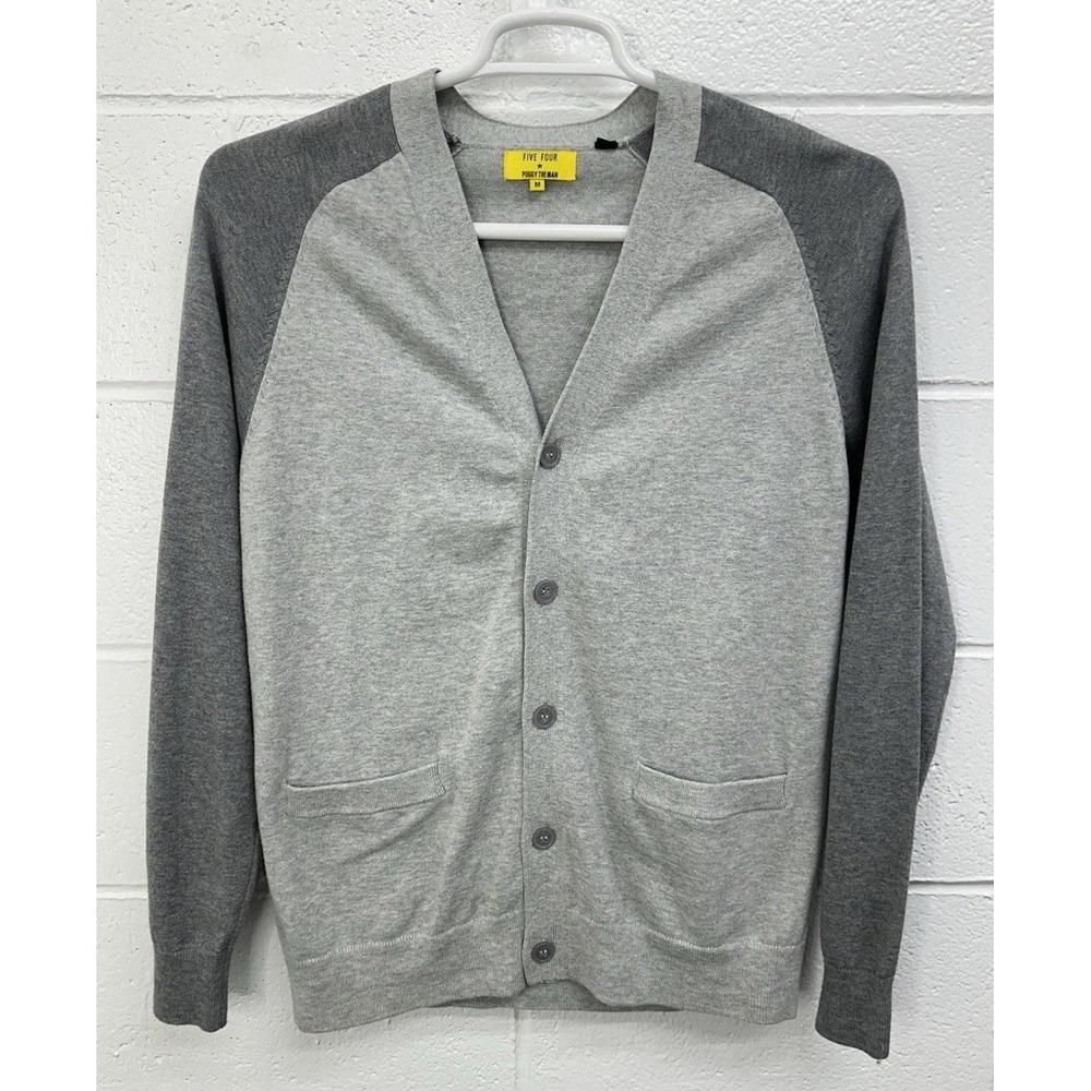 Five Four Cardigan Gray Color Block Cotton Weldon / Mens Medium